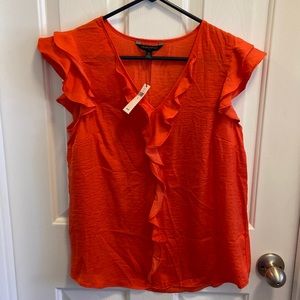 NWT Orange Banana Republic Ruffle Top Sz S